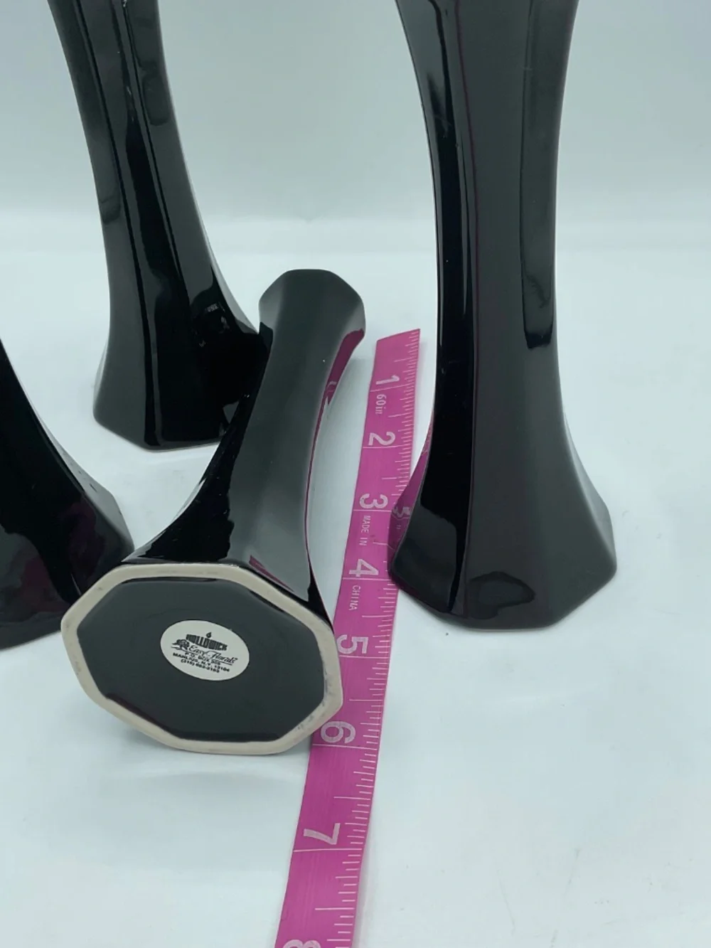Black mini Eiffel Tower Style Bud vases Hollowick Easy Florals 6”